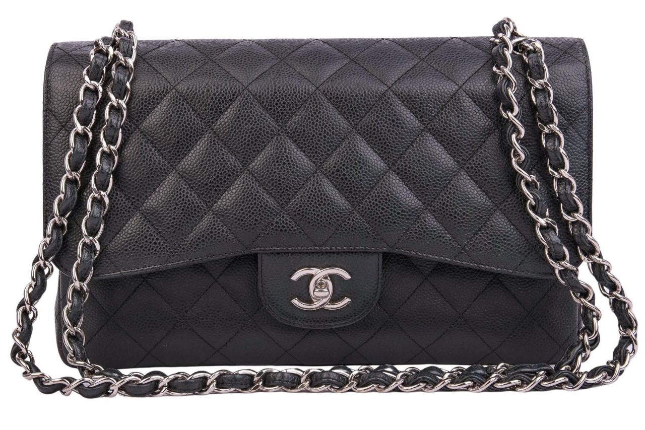 Chanel Timeless Double Flap Bag Jumbo Kaviarleder Schwarz