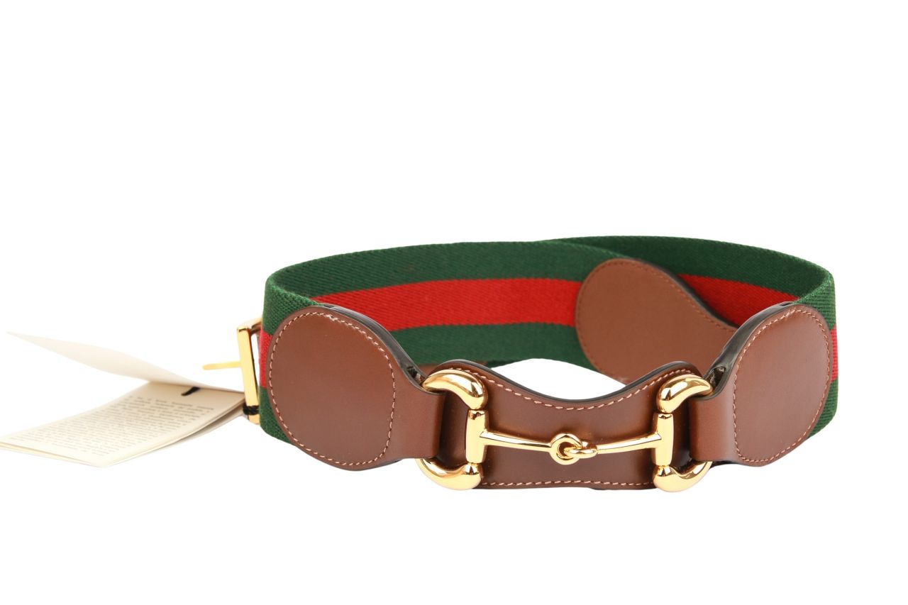 Gucci Gürtel Horsebit Gr. 80 Grün / Rot