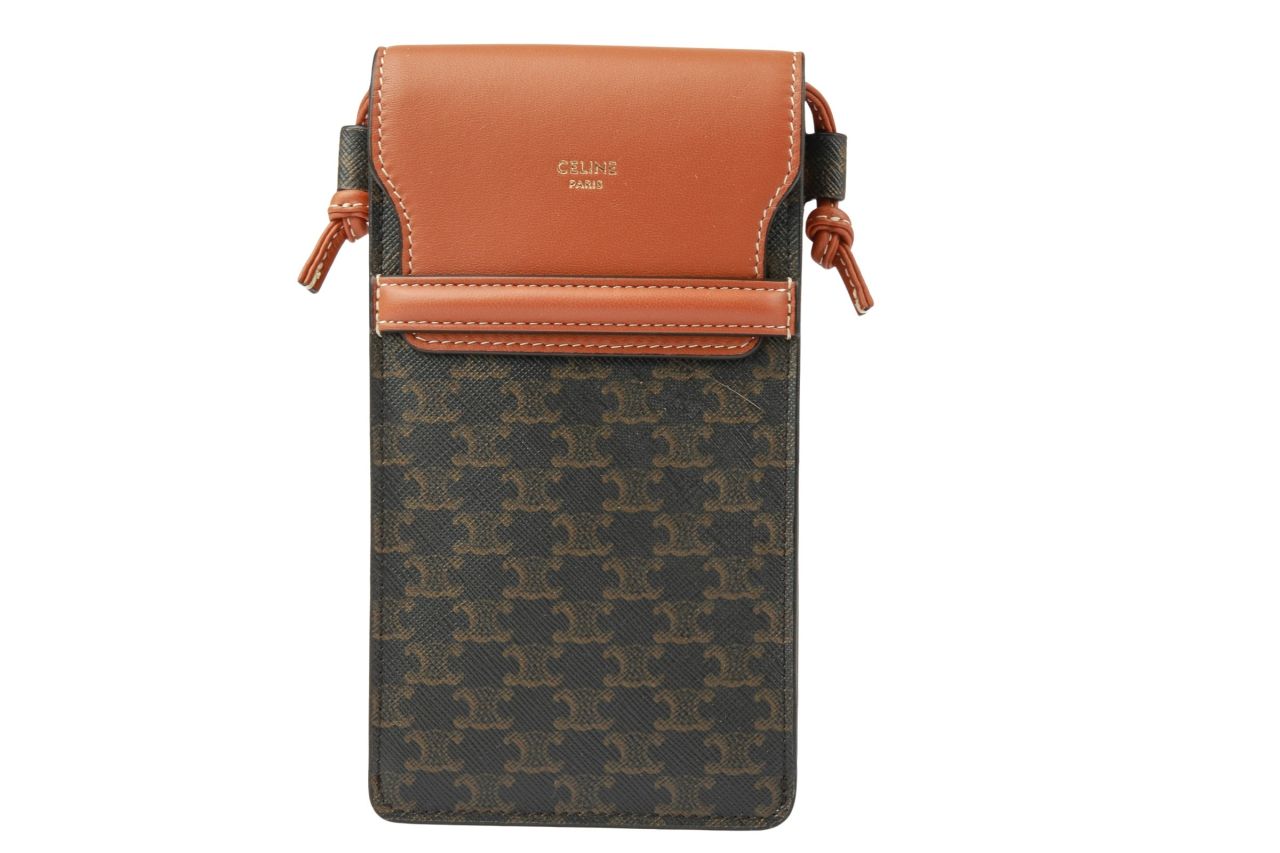 Céline Phone Pouche Triomphe Canvas Braun