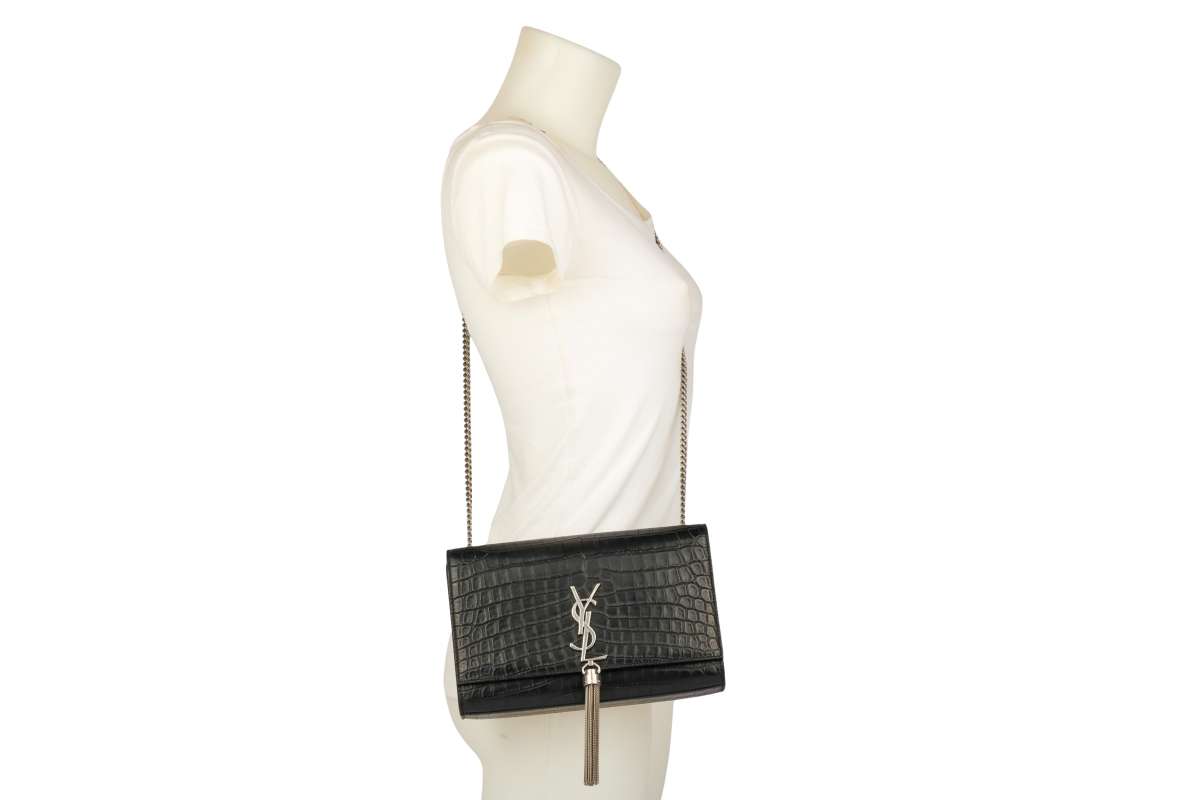 Saint Laurent Kate Medium Croco Black Luxussachen