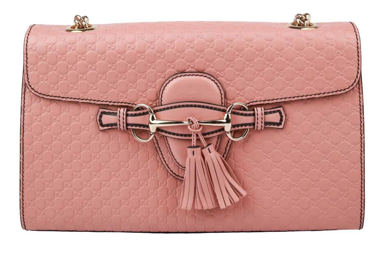 Gucci Emily Schultertasche Guccissima Horsebit Leder Rosa