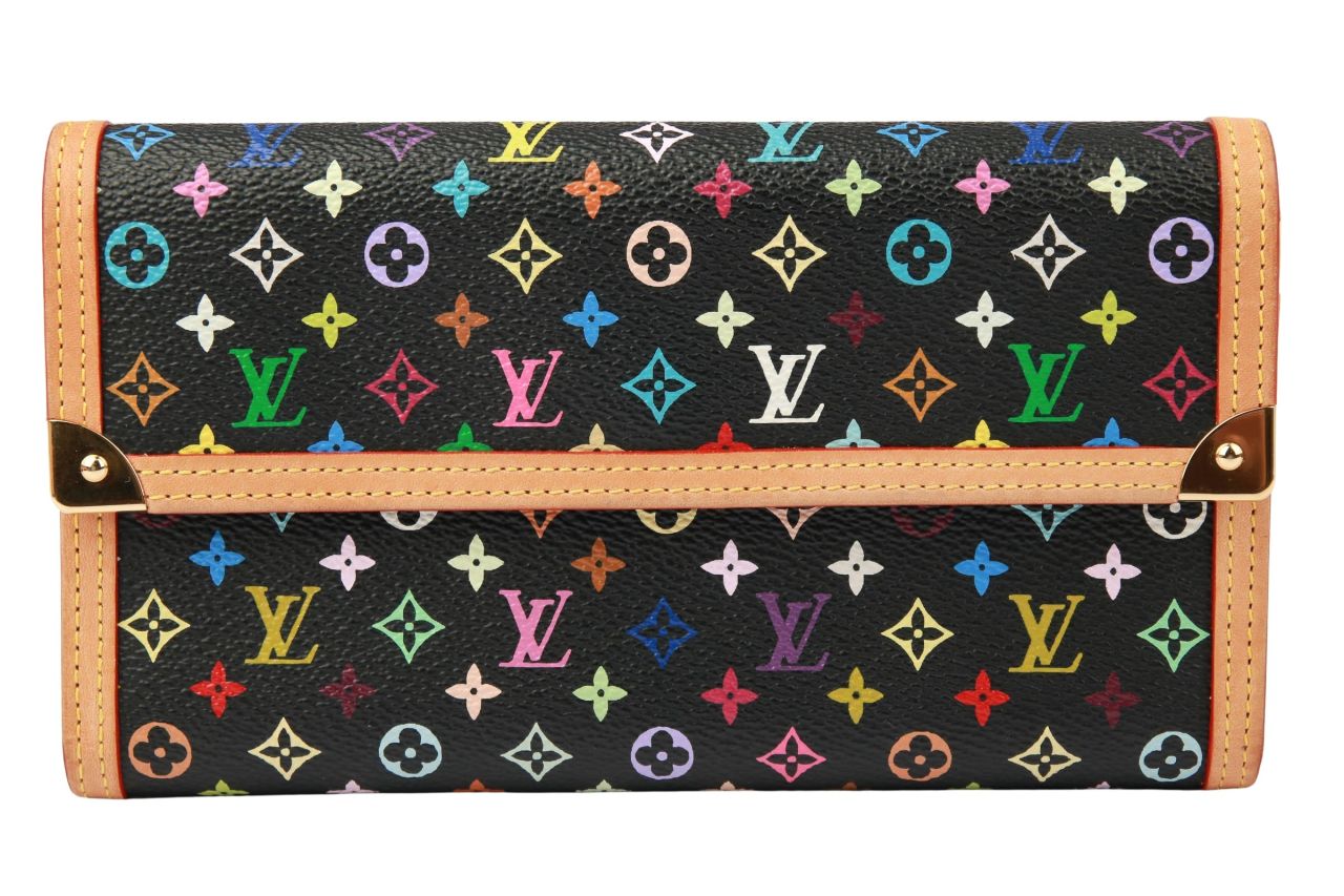 Louis Vuitton Porte Tresor Multicolor Wallet Schwarz