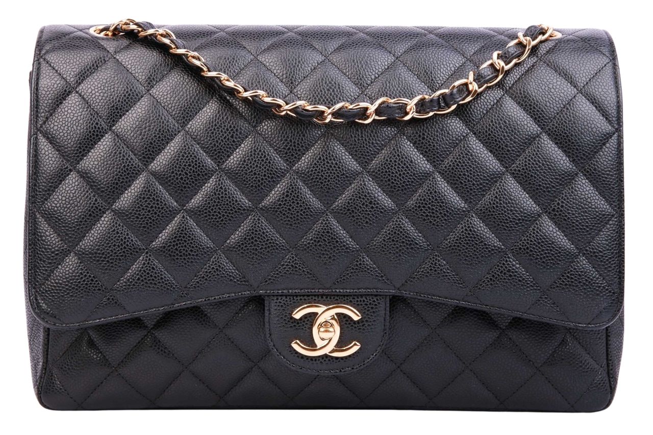 Chanel Maxi Double Flap Bag Caviar Leder Schwarz