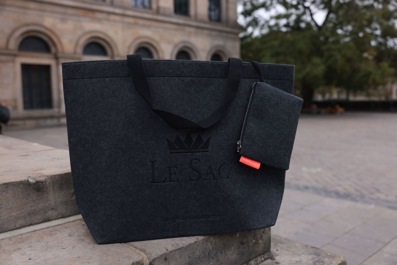 Le Sac Filztasche inkl. Pochette Groß Black