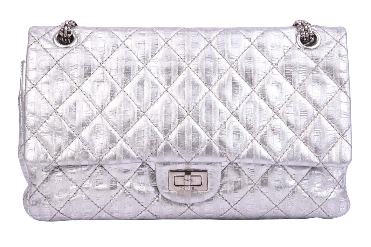 Chanel Reissue 2.55 Double Flap Bag Metallic Silber