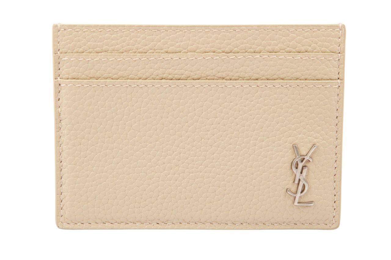 Saint Laurent Cassandre Cardholder Leder Beige