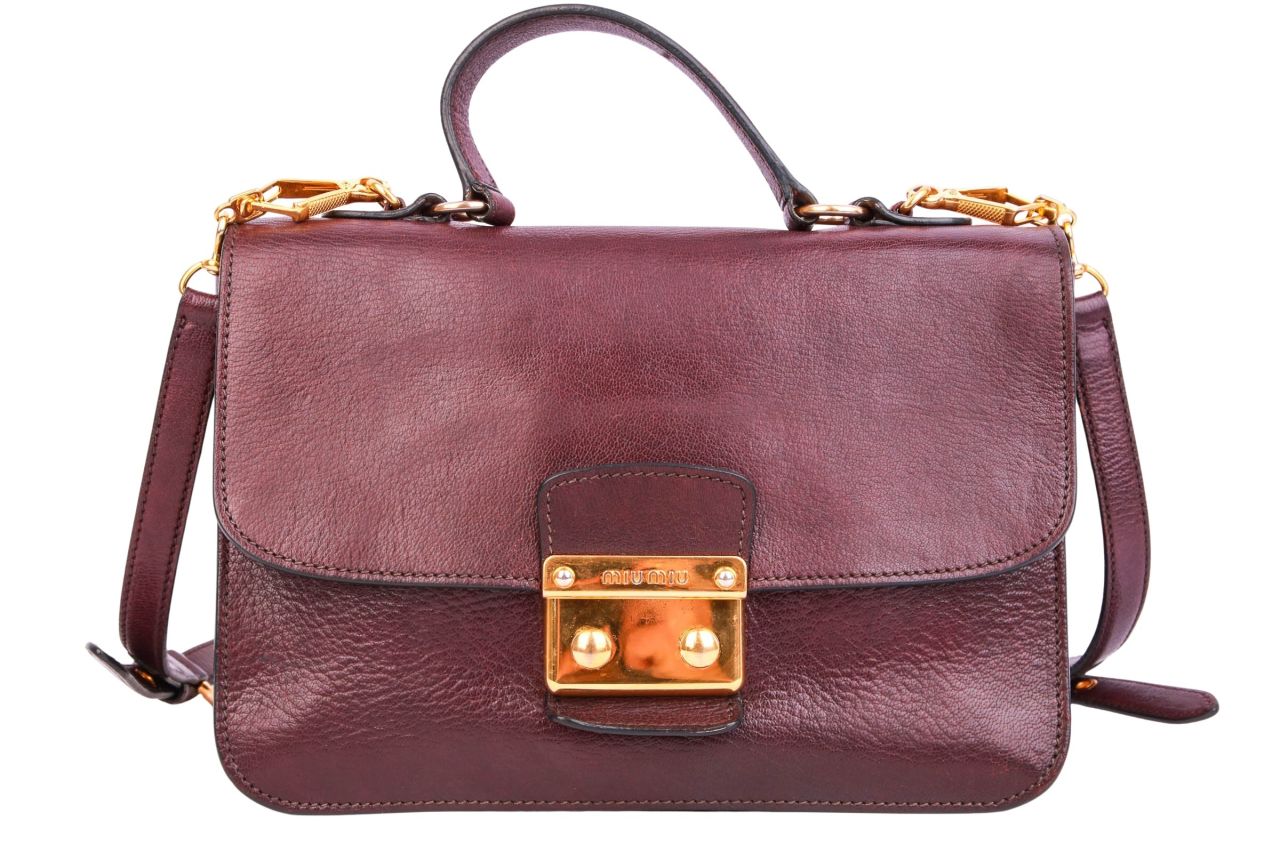 Miu Miu Madras Bicolore Tasche Bordeaux