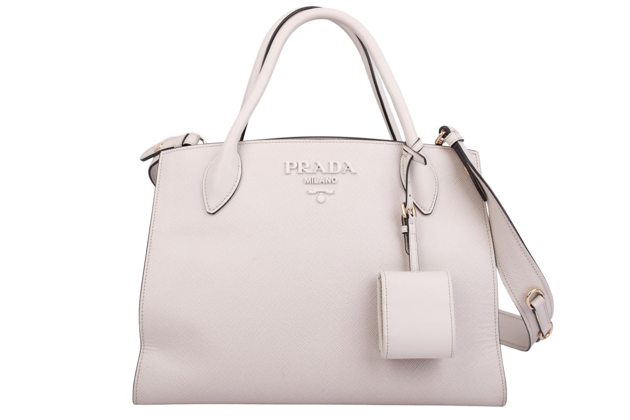 Prada Monochrome Saffiano Galleria Shopper Creme