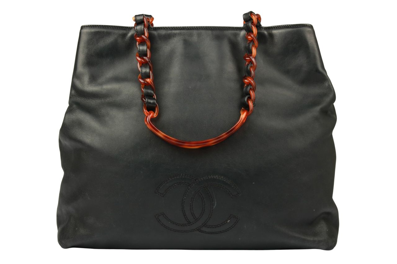 Chanel Chain Tote Bag Lammleder Schwarz