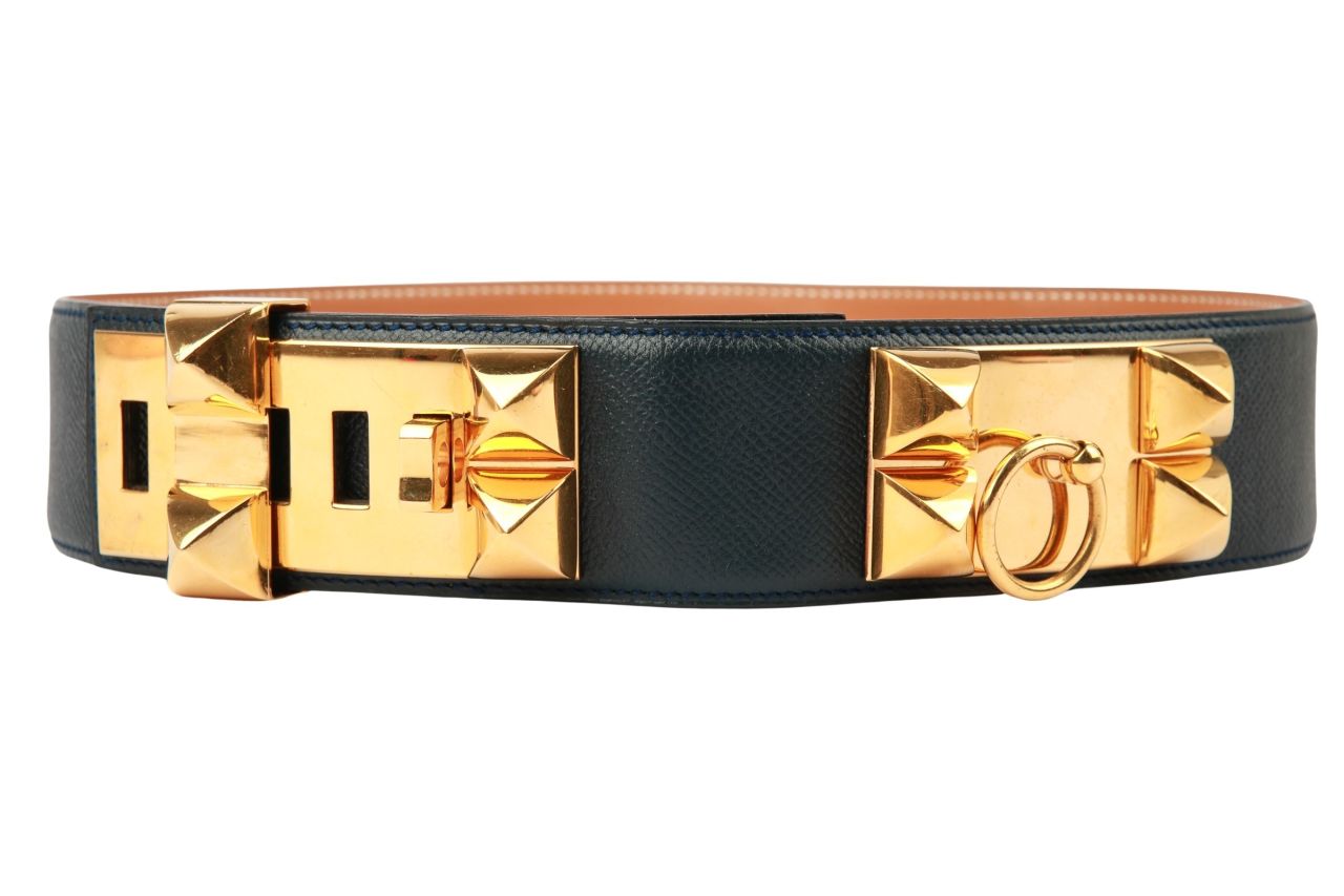 Hermès Collier de Chien Gürtel Blau Gr. 75