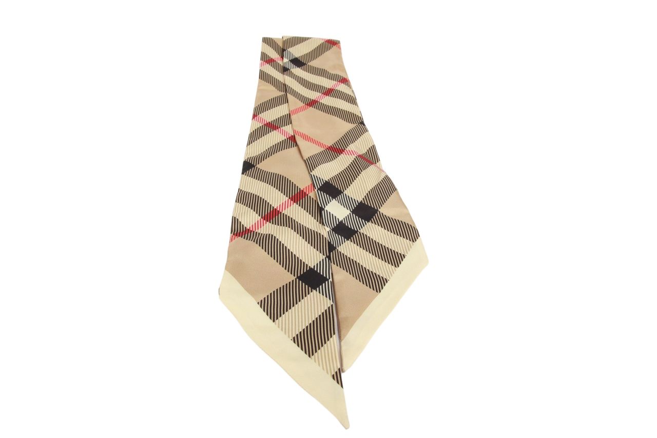 Burberry Nova Check Schmaler Seidenschal Beige