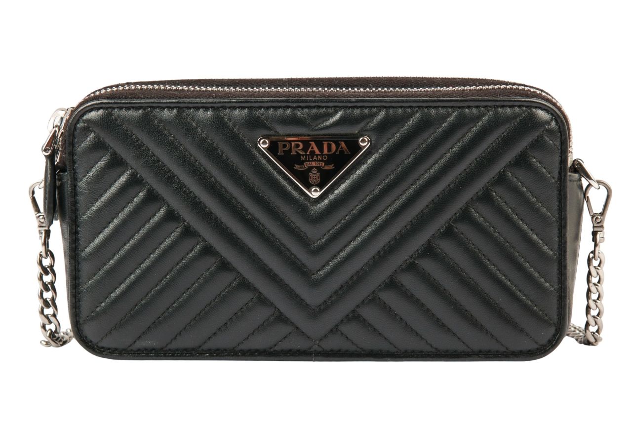 Prada Diagramme Mini Crossbody Bag Leder Schwarz