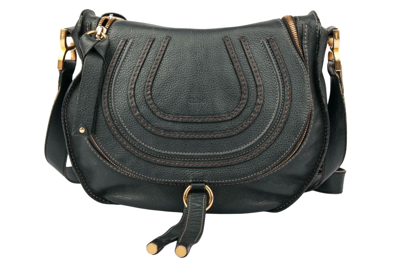 Chloé Marcie Saddle Bag Medium Schwarzblau