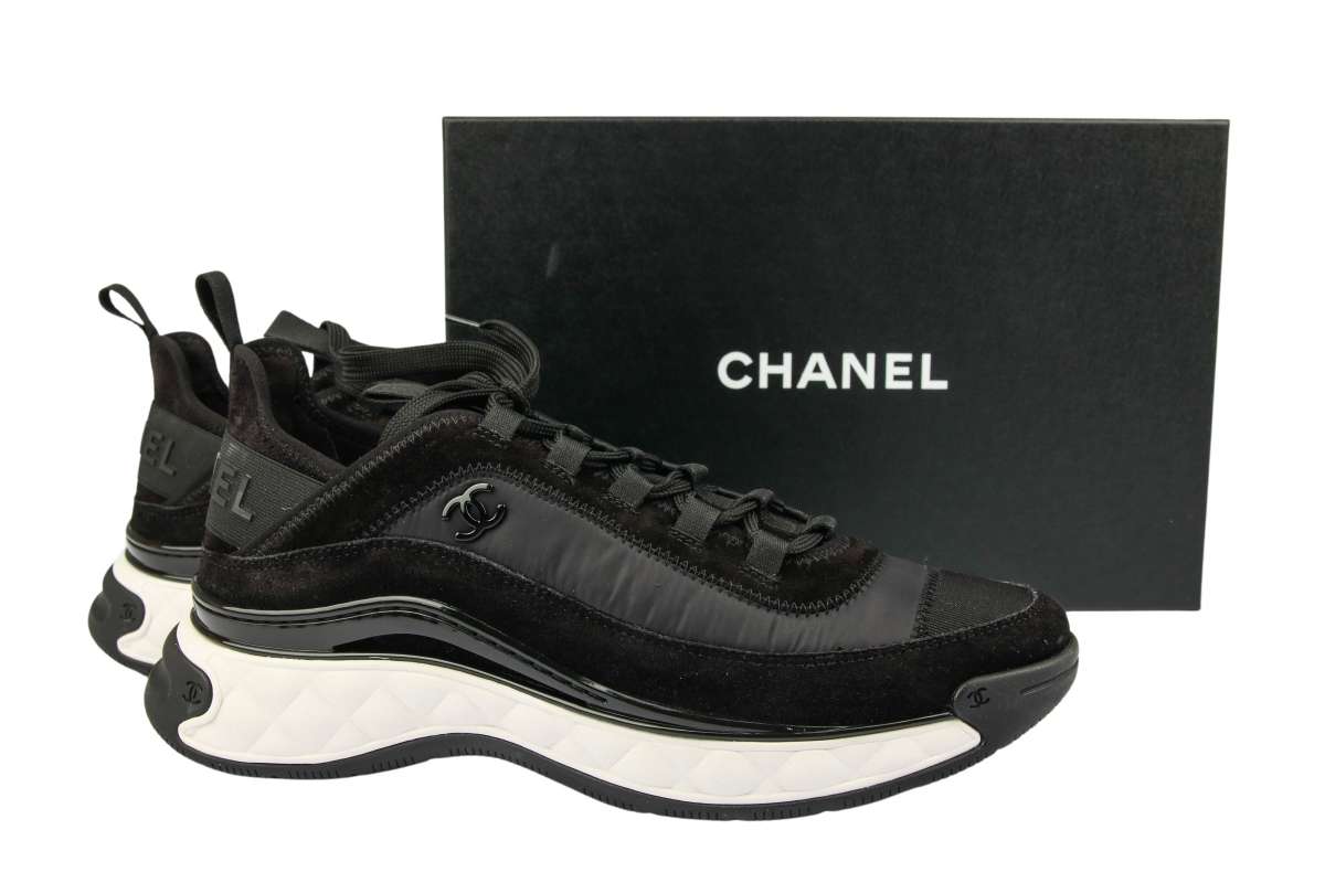 Black and white chanel sneakers online